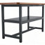Rectangular Dining Table with Walnut MDF Spliced Top and Storage Shelf (71")