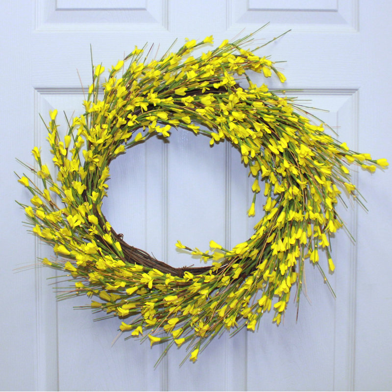 22" Artificial Forsythia Wreath