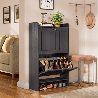 Shoe Storage Cabinet With 2 Flip Drawers: Large Capacity Storage, Suitable For Home Entryways And Public Shoe Changing Areas.