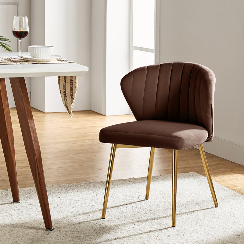 Euclid 29"H Modern Velvet Accent Chair with Tufted Back, Auburn Velvet