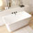 55" Stand Alone White Tub Acrylic Rectangular Freestanding Soaking Bathtub