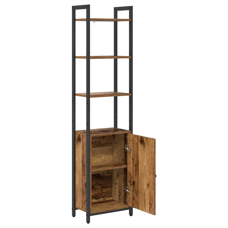 161cm H x 40cm W Steel Book Cabinet Bookcase, Old Wood