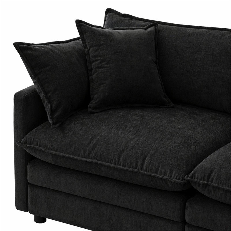 Canapé modulaire de 105 po, Noir, Orienté vers la gauche