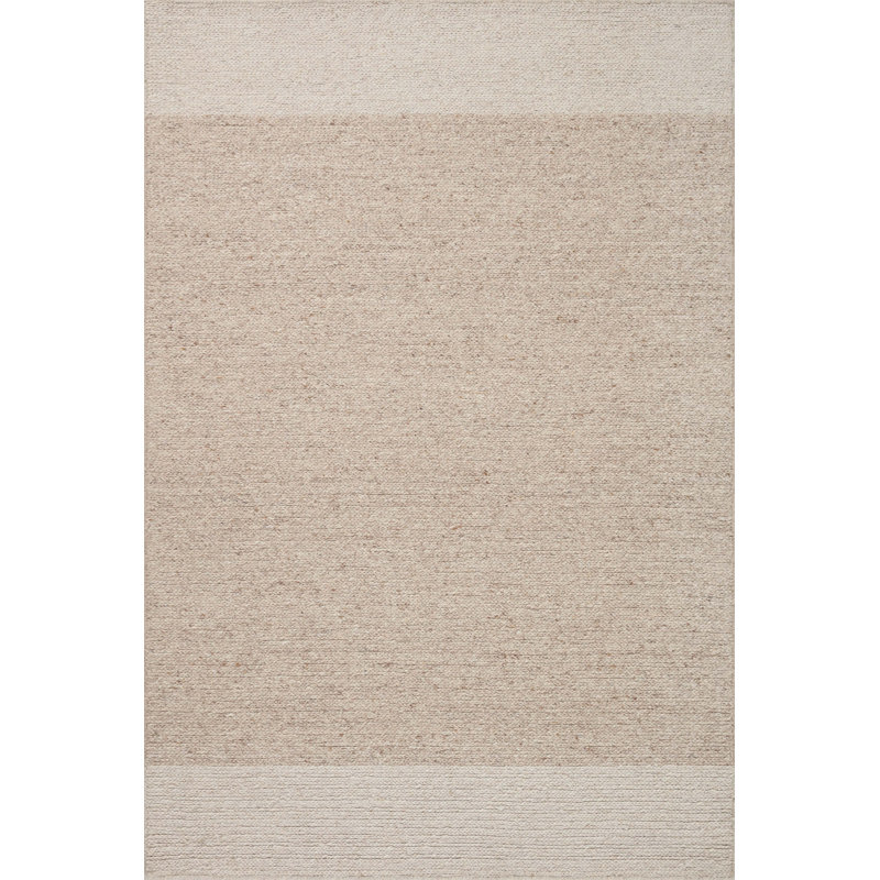 Handmade Transitional Brown Stripe Wool Area Rug 7'9" x 9'9"