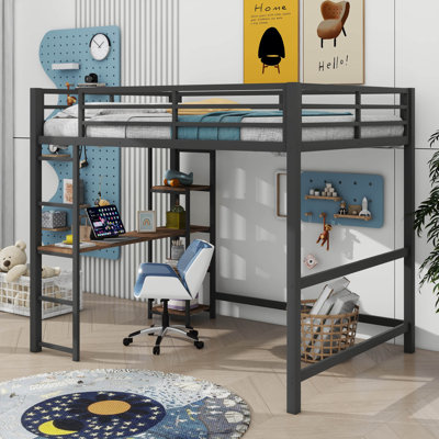 Mandy Full Size Metal Loft Bed with Built-in Desk by Mason & Marbles