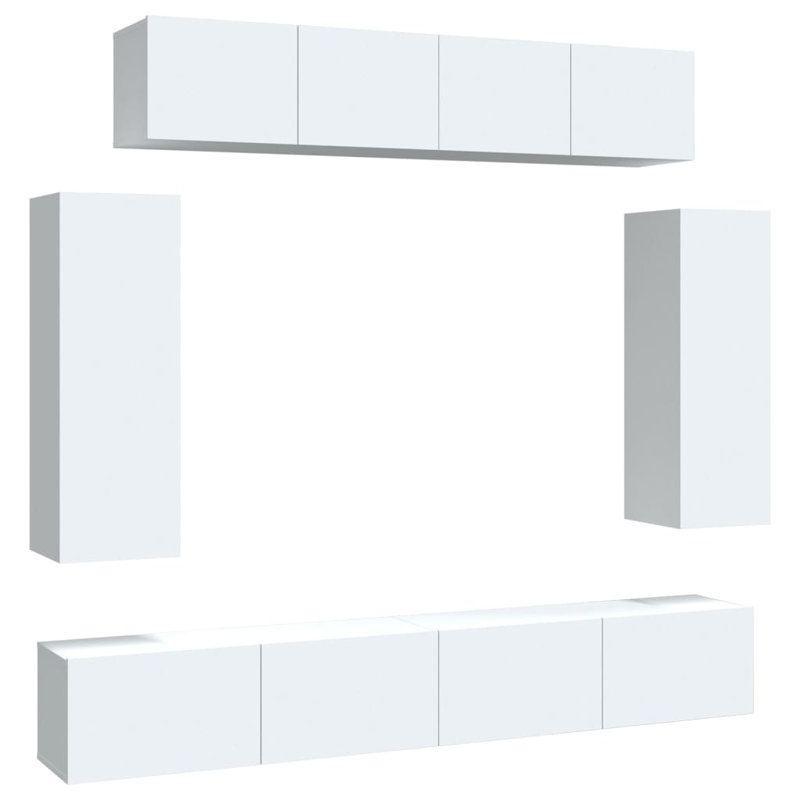 Eaubonne TV Stand, 100cm W x 30cm D x 30cm H, White, 6 cabinet