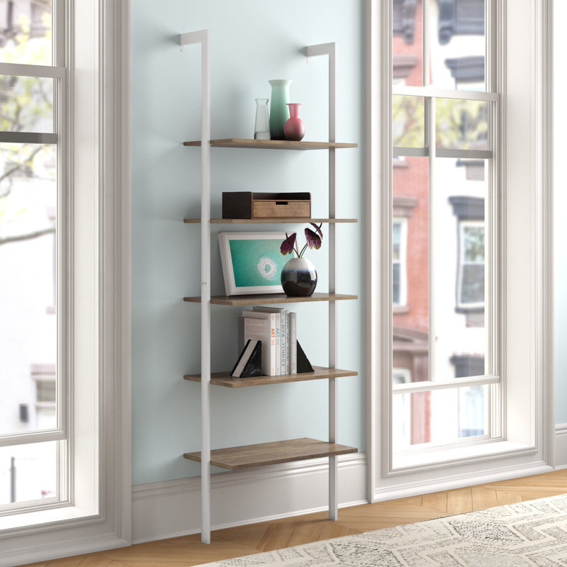 Bibliothèque échelle en acier Bontang H 72 "x l 24", Blanc / Doré