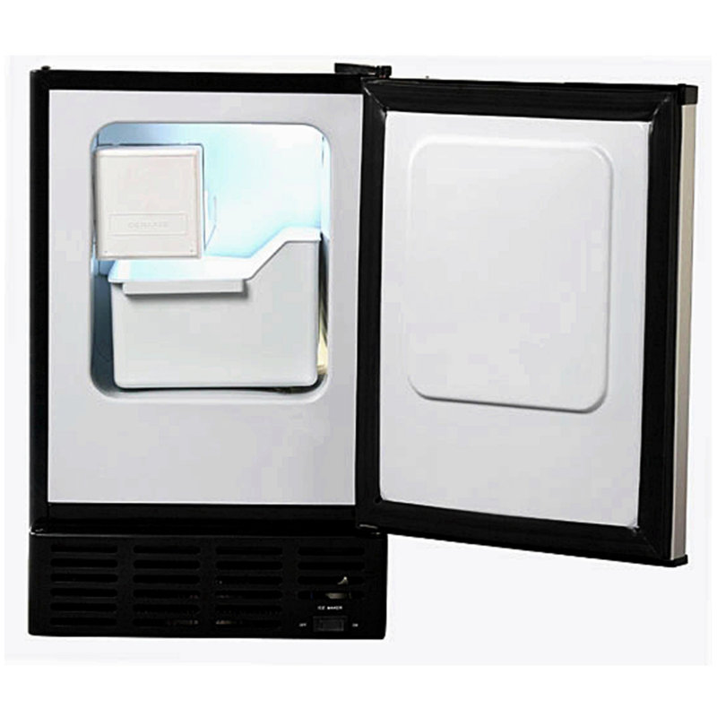Freestanding Black and Stainless Steel Undercounter Ice Cube Maker