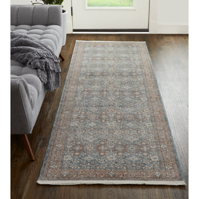 Tapis bleu / rouille Remika Classic 4 po x 5 po - 3 po