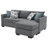 Bevis Upholstered Sleeper Sectional Chaise Sofa Grey-1470274537
