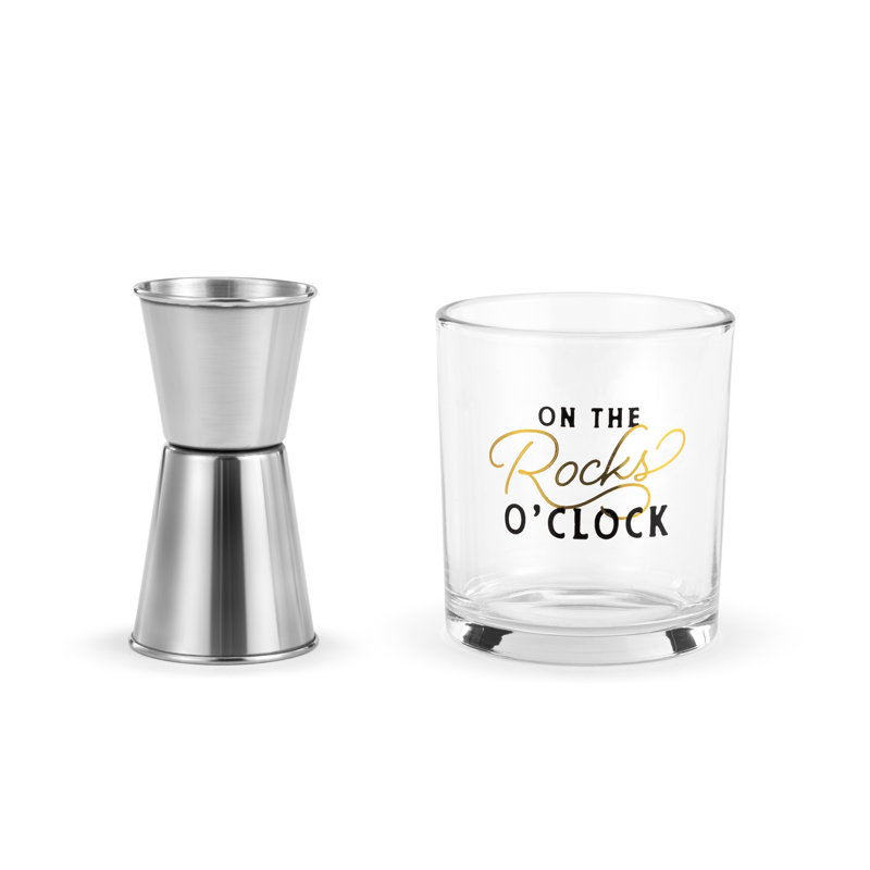 Rocks O' Clock Rocks Glass & Jigger Set - 8Oz