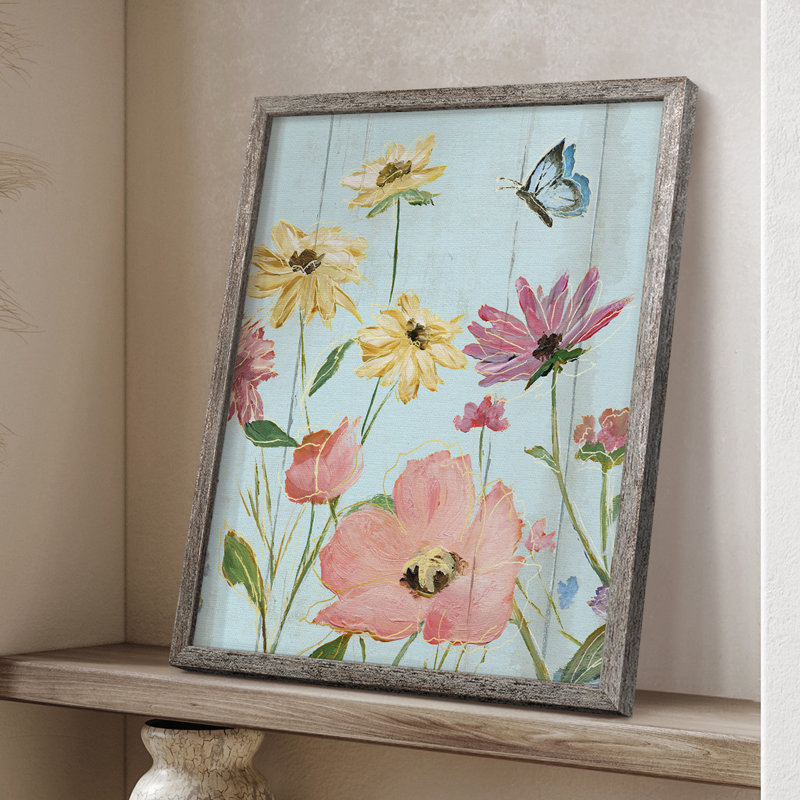 «Wildflower Flutter II», reproduction encadrée - bois massif 47722, H 30 po x l 24 po