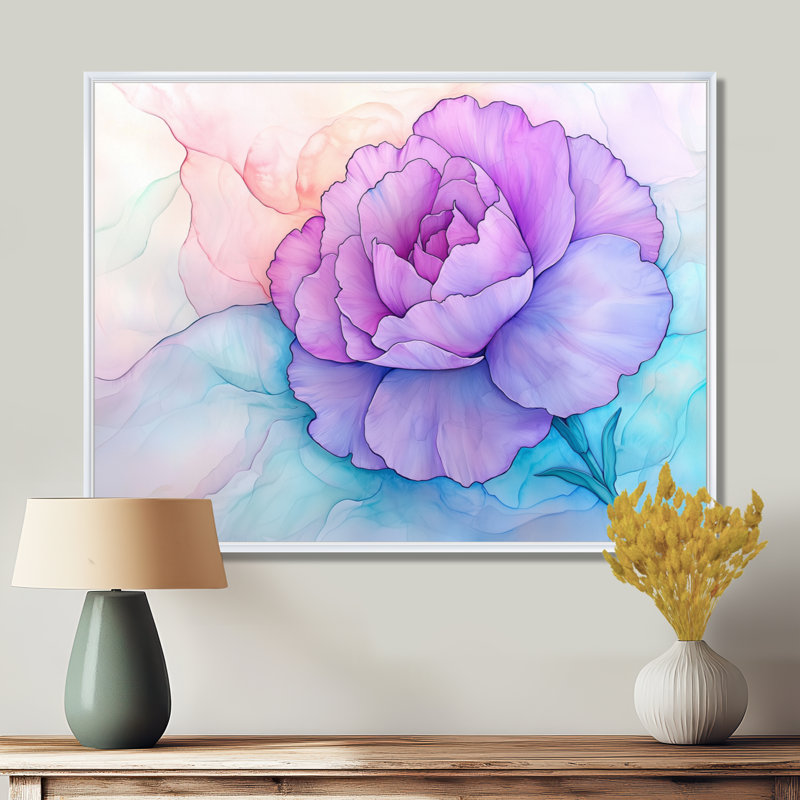 Impression sur toile mauve Harmony Of Carnation Flower I - Carnation, 30" H x 40" W, Floater Framed Print without Mat, White