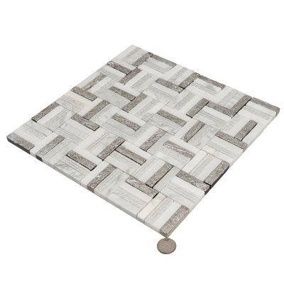 Carreau de mosaïque de mur et de plancher en pierre polie, texturée et argentée 12 po x 12 po Artisana (4,83 pieds carrés / caisse, paquet de 5)