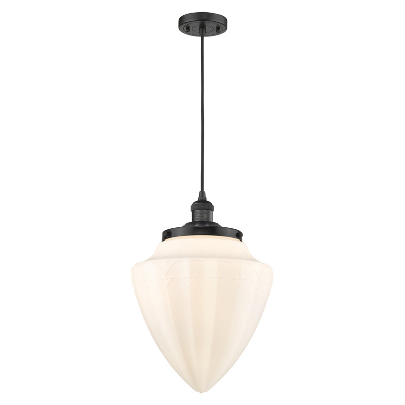 Luminaire suspendu simple à 1 lumière, Noir mat