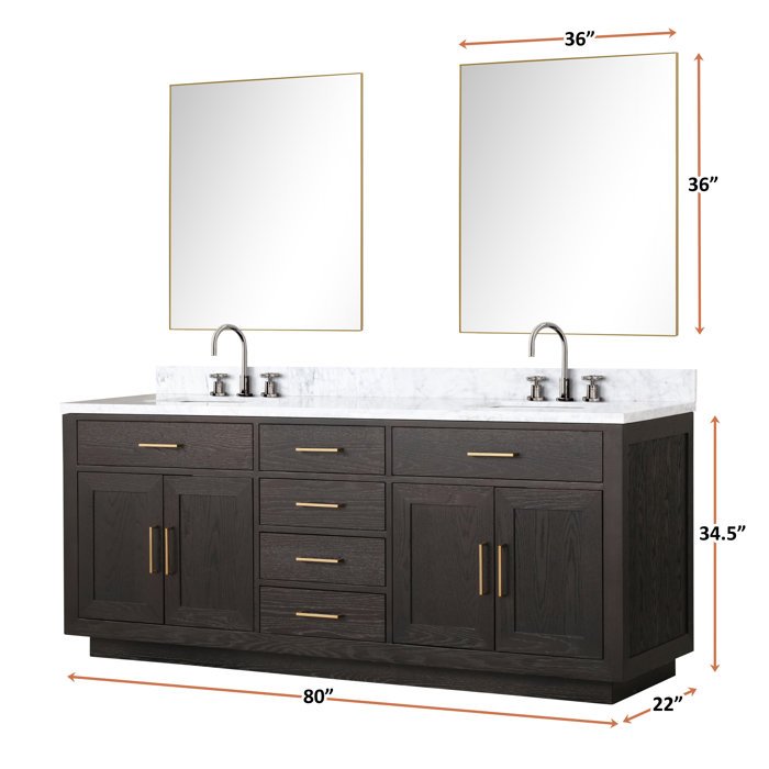 Lexora 80'' Bathroom Vanity with Carrara Marble Top | Wayfair