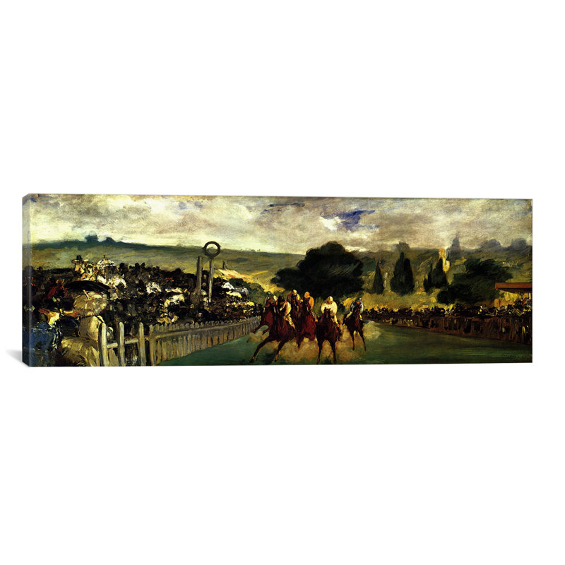 Reproduction d'art sur toile, "Races at Longchamp" par Edward Manet, H 20 po x l 60 po x P 1,5 po, Toile tendue