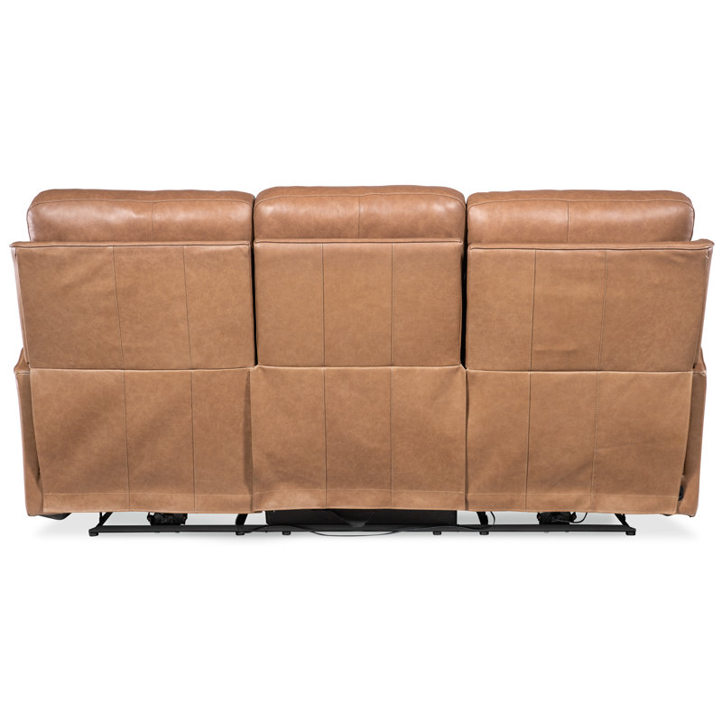 Fawn Leather Zero Gravity Reclining Sofa with Power Headrest