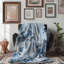 Shabby Elegance Blue Roses - 1 pièce Sherpa Premium-101596522