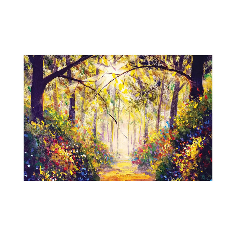 Sunny Forest Wood Trees by Valery Rybakow - Painting on Canvas, 45.72cm H x 66.04cm W x 3.81cm D, Wrapped Canvas