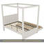 Lit plateforme double à baldaquin avec lit gigogne et trois tiroirs de rangement, beige-396747882