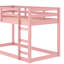Lit mezzanine simple rose en bois massif - Structure à 13 lattes pour le soutien du matelas et la circulation de l'air avec protection de montée intégrée, système robuste en bois, durabilité, passage
