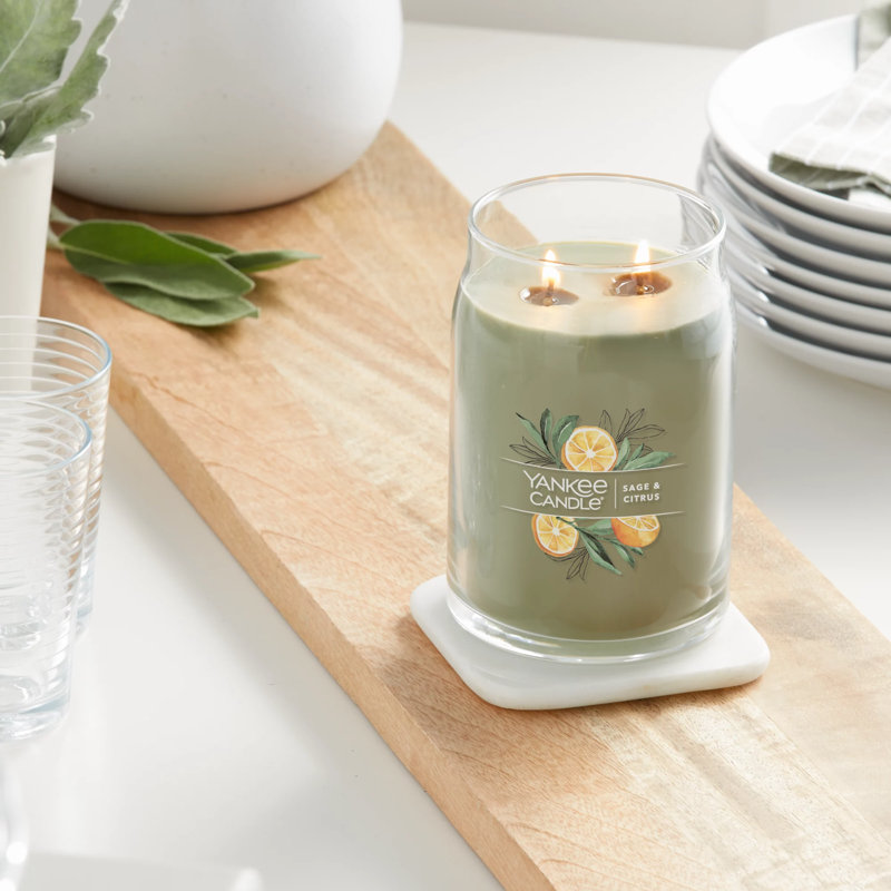 Large Green Sage & Citrus Scented Soy Jar Candle