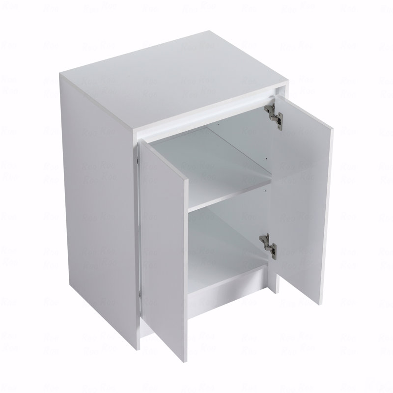 Armoire de rangement autoportante pour salle de bain, 24 po, 2 portes à fermeture douce, blanc brillant, (emballage Kd)