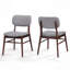 Ensemble de 2 chaises de salle à manger rembourrées Mid-Century avec structure en bois d'hévéa, noyer-293743339