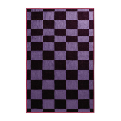 Machine Washable Checkered Red Area Rug