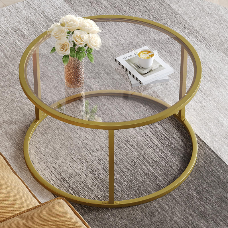 Adryanah Coffee Table, Transparent, Gold
