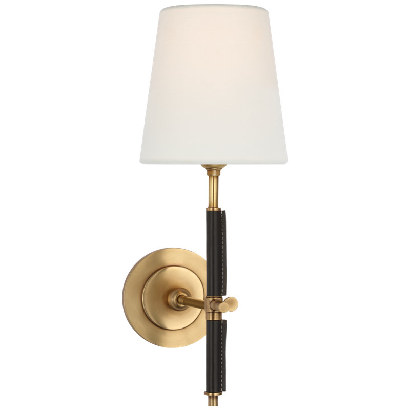 Bryant 1 - Light Wallchiere, Hand-Rubbed Antique Brass/Chocolate Leather