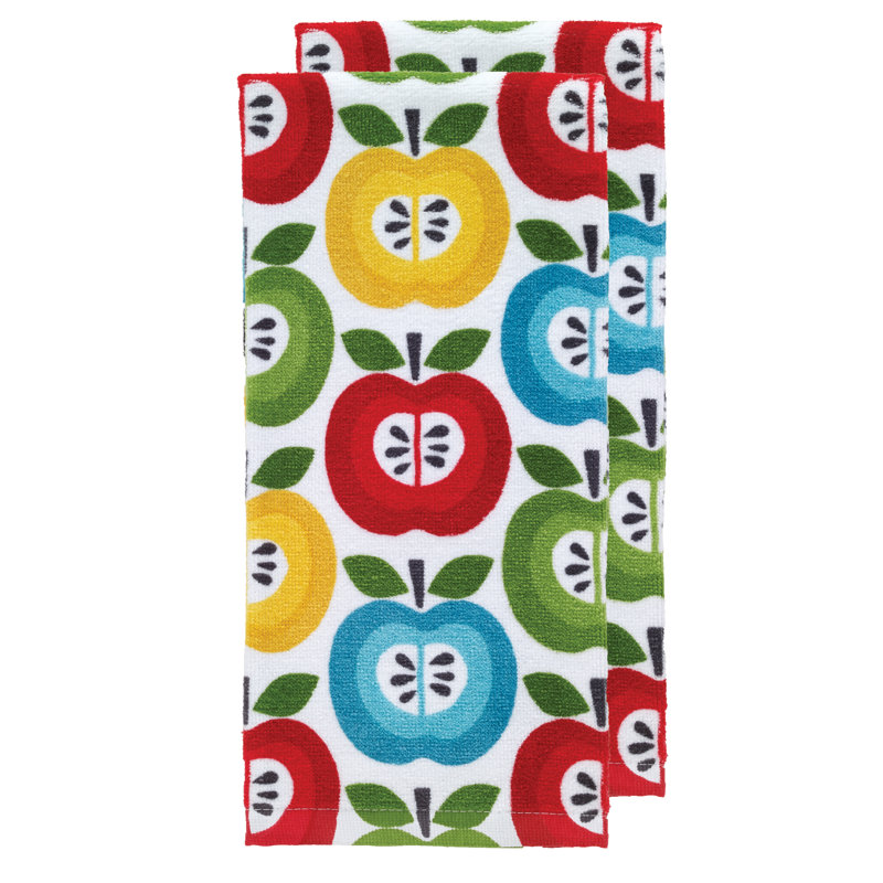T-fal  Fiber Reactive Print Kitchen Dishcloth, White