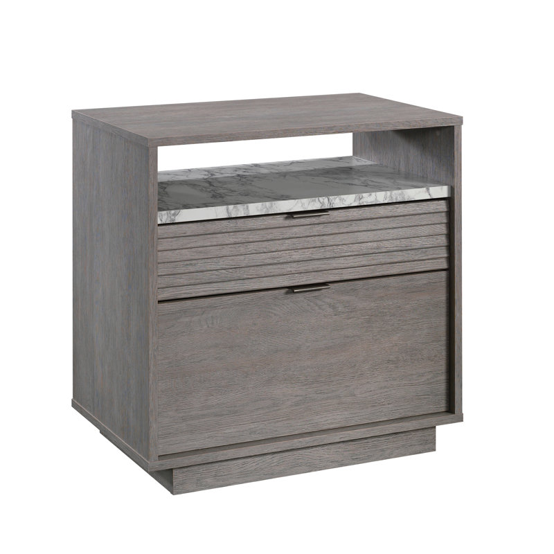 Lateral File With Two Drawers, Medium Gray Finish