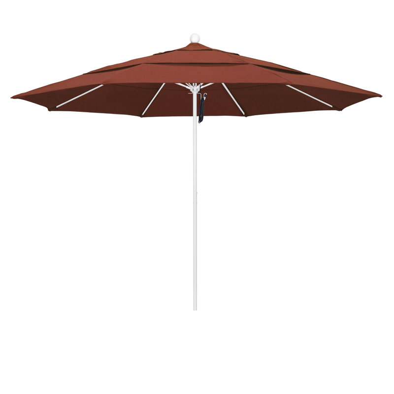 Parasol de marché 11 pi Hibo, Blanc mat, Terre cuite - oléfine
