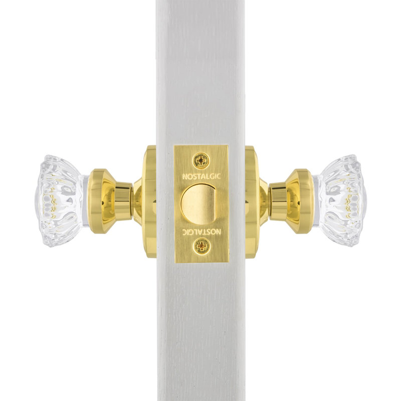 Rosette classique avec poignée de porte en cristal, Laiton poli, 2,375 po