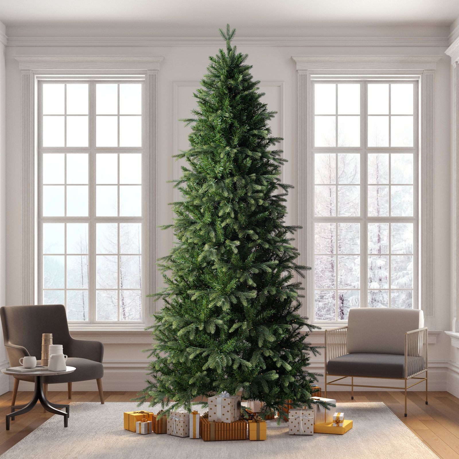 Vickerman Slim 14' Pre-Lit Fir Christmas Tree, 9 ft