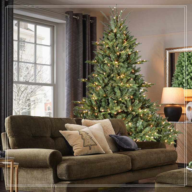 Arbre de Noël 5 pieds avec 350 lumières UL - branches mixtes PE / PVC, 1129 pointes, base large, H 5 pi