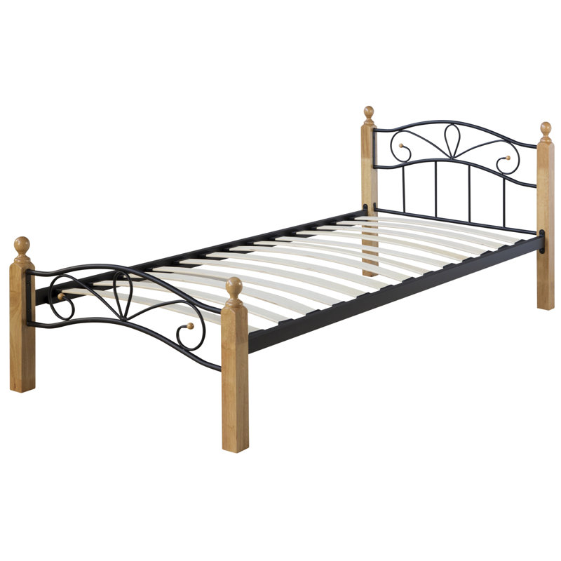 Wainfleet Bed Frame, Beige/Black, European Single (90 x 200 cm)
