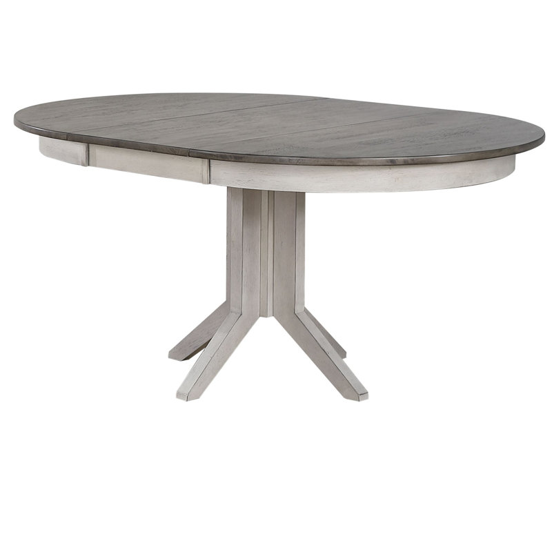 Table de salle à manger extensible en bois d'hévéa, Cendres, Blanc