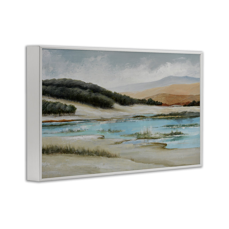 River's Edge, estampe numérique du paysage par Max Maxx, Estampe numérique encadrée blanc bord de mer, H 12 po x l 18 po