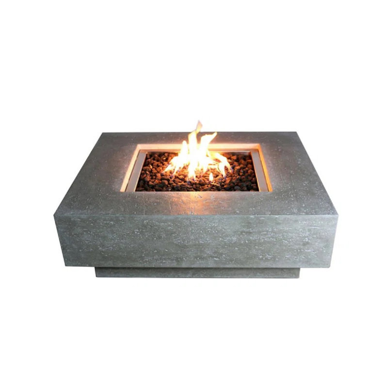 Manhattan 36" Outdoor Concrete Fire Table 45,000 BTU - Includes Lava Rocks & PVC Cover, Propane, Light Gray