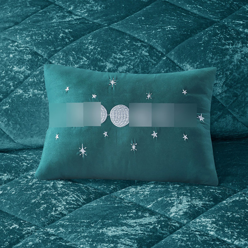 Housse de couette en velours de luxe sarcelle - simple / simple TG pour un sommeil confortable avec housse, taie décorative et oreiller