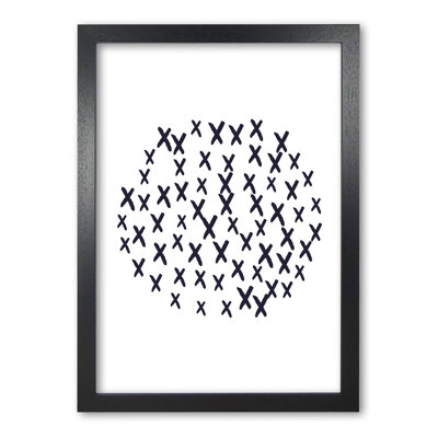 Black Crosses Circle Abstract - Single Picture Frame Print