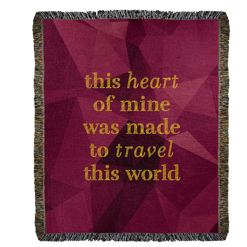 Hand Woven Throw Blanket, 52" L x 37" W, Spinel/Gold