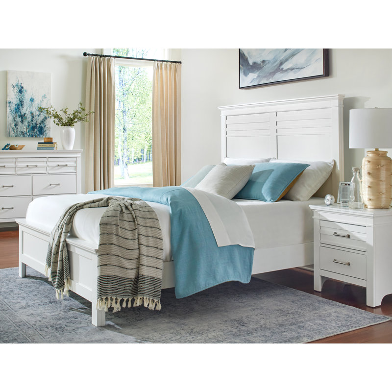 Bed 1pc Transitional Style Wooden Bedroom Furniture Panel Bed, White, Queen