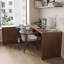 Ensemble de bureau en bois massif en forme de L 62,99 "noyer foncé