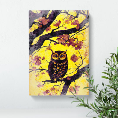 Owl At Sunset - Wrapped Canvas