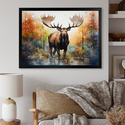 Bernardette Colorful Moose Majestic Pointillism, reproduction d'art sur toile