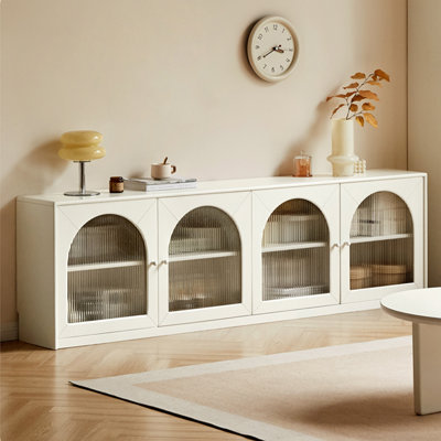 Meuble télé en bois massif de style crème